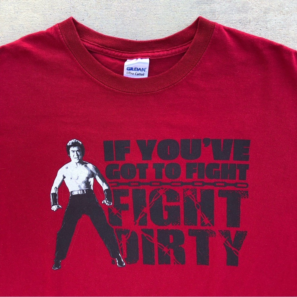 Vtg Sonny Chiba Street Fighter Fight Dirty Graphic Red Tee - Size XL - Picture 3 of 7